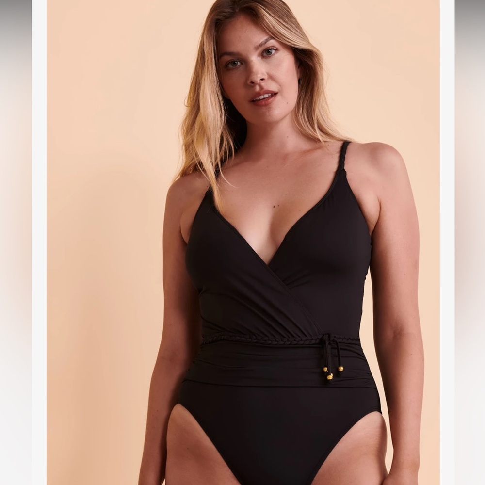 Bleu Rod Beattie GLAM STAND One-piece Swimsuit Black Braided Straps, Waistband 8